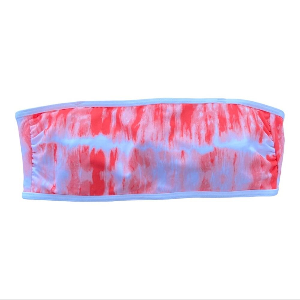 Sun Lab Swim Bandeau Bikini Top Pink & White Tie Dye Size Small New With Tags